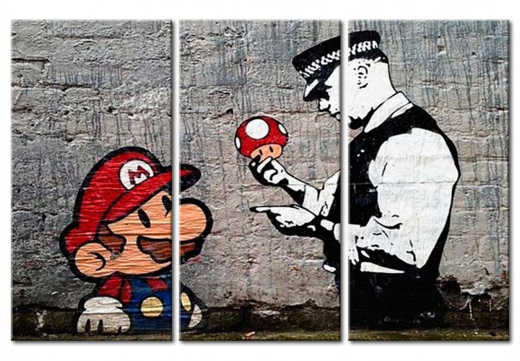 Canvas Super Mario Mushroom Cop by Banksy 94330