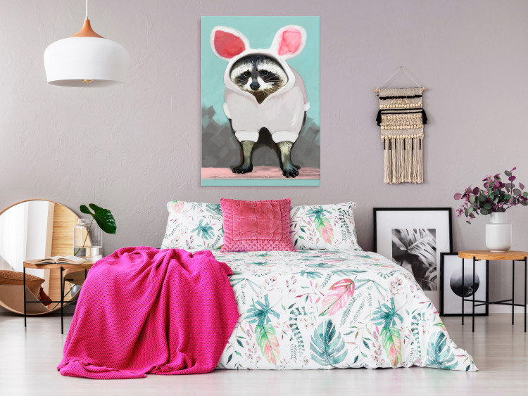 Canvas Raccoon disguised as a hare - a funny animal theme for a child's room 123040 additionalImage 3