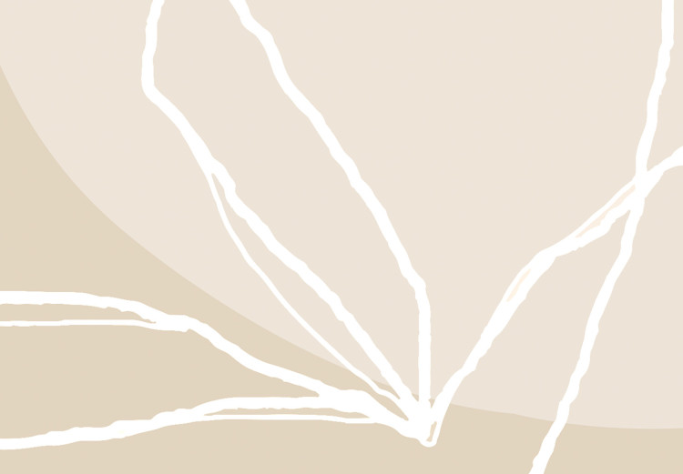 Canvas White twig with leaves - modern abstraction on a beige background 125640 additionalImage 5