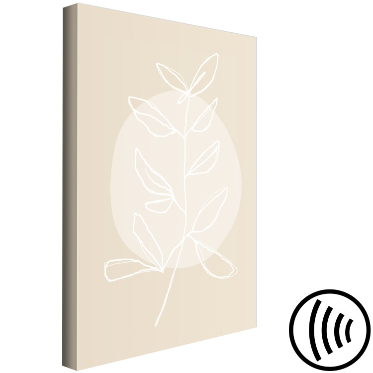 Canvas White twig with leaves - modern abstraction on a beige background 125640 additionalImage 6