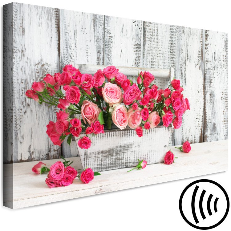 Canvas Roses in a Pot (1-part) wide - bouquet of roses in vintage motif 129140 additionalImage 6