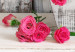 Canvas Roses in a Pot (1-part) wide - bouquet of roses in vintage motif 129140 additionalThumb 4