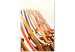 Canvas Wooden beach sun loungers - photo on a beige background 135840