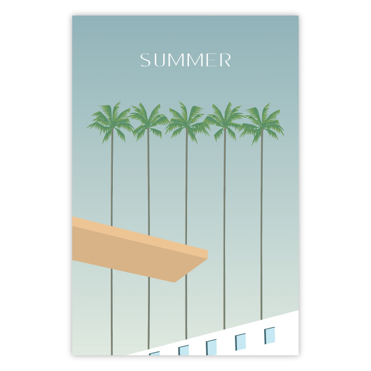 Poster Summer Sun - Retro Style Holiday Artwork With Palm Trees by the Pool 144340
