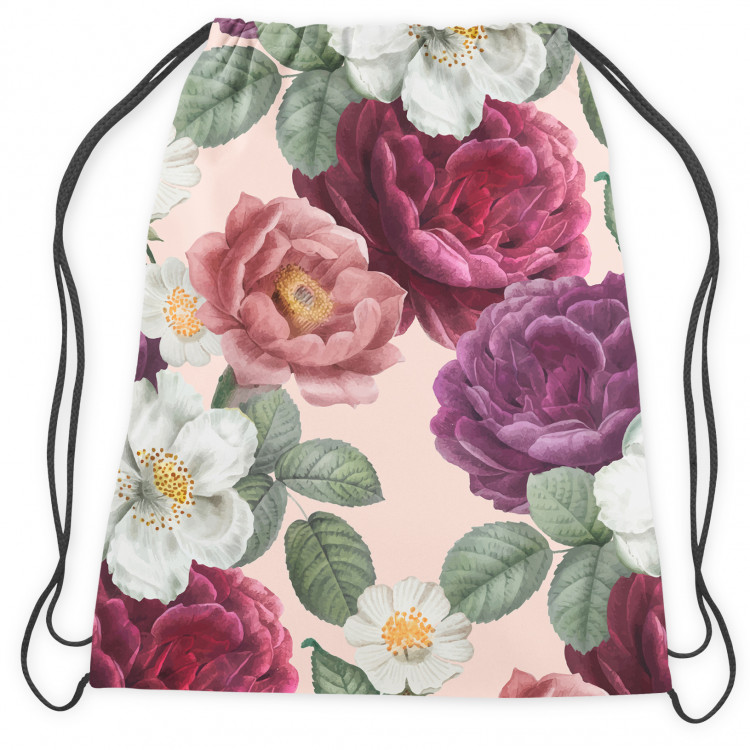 Backpack Peonies in bloom - a floral, vintsage style print on peach background 147640 additionalImage 2