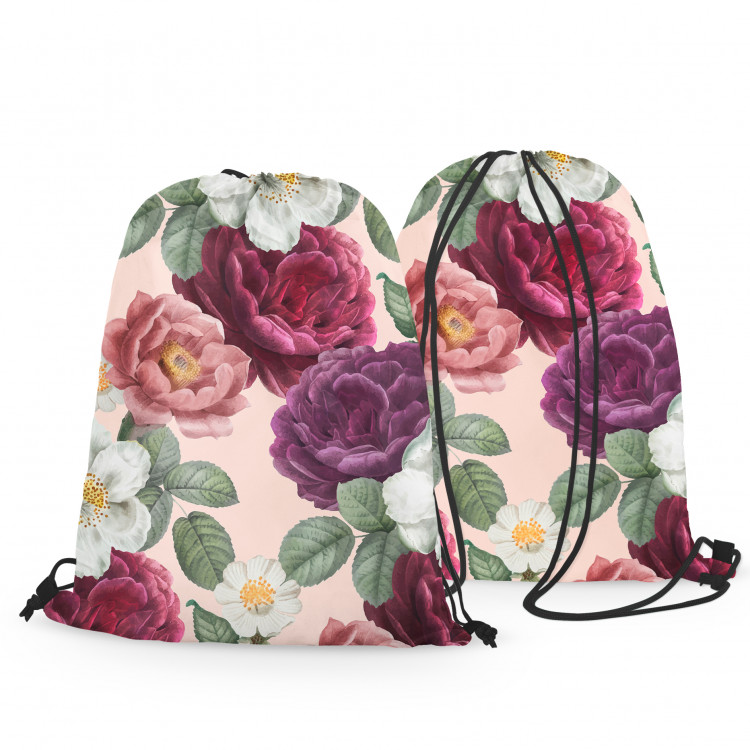 Backpack Peonies in bloom - a floral, vintsage style print on peach background 147640 additionalImage 3
