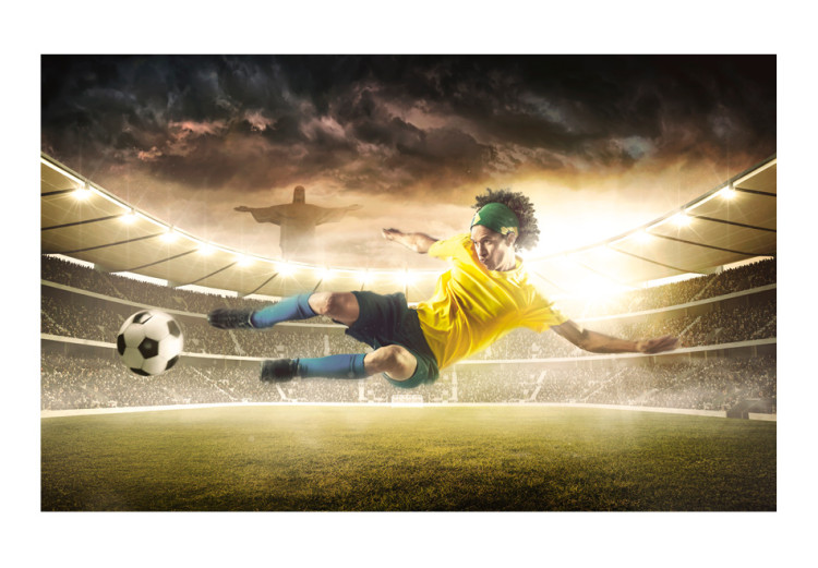Wall Mural Brazilian Football - Match on a stadium with a soccer player for a teenager 61140 additionalImage 1