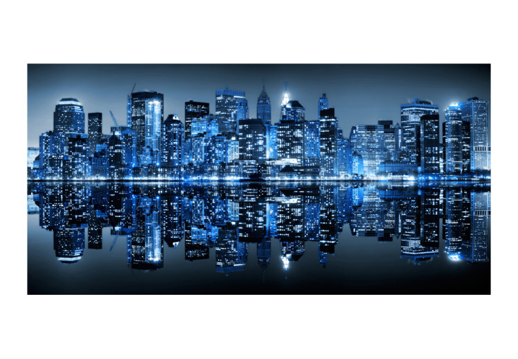 Wall Mural New York at Night - Illuminated Architecture in Shades of Blue 61640 additionalImage 1