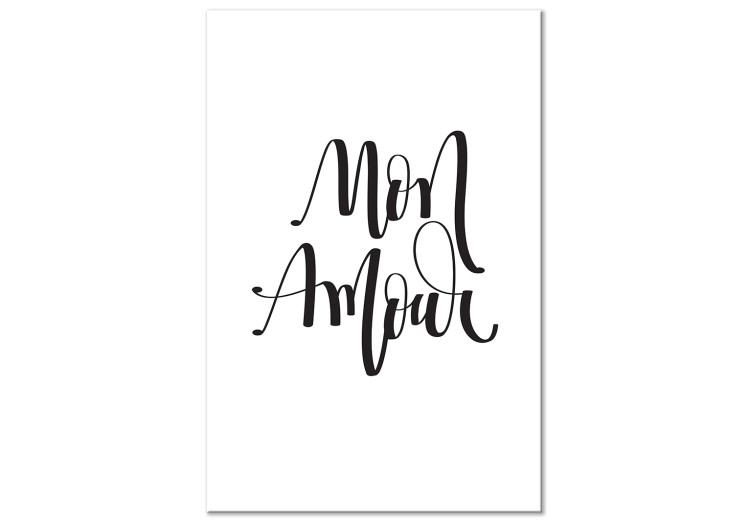 Canvas Black sign in French Mon amour - composition on a white background 125250