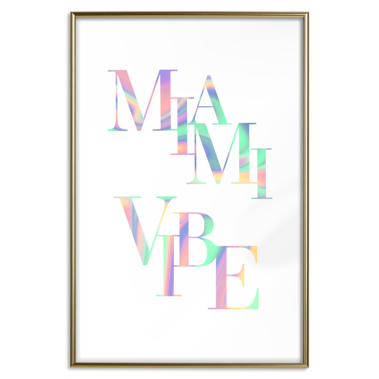Poster Miami Vibe - Holographic Lettering in Pastel-Rainbow Colors 144350 additionalImage 19