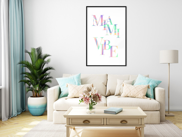 Poster Miami Vibe - Holographic Lettering in Pastel-Rainbow Colors 144350 additionalImage 13