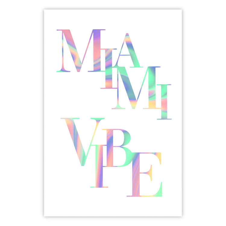 Poster Miami Vibe - Holographic Lettering in Pastel-Rainbow Colors 144350