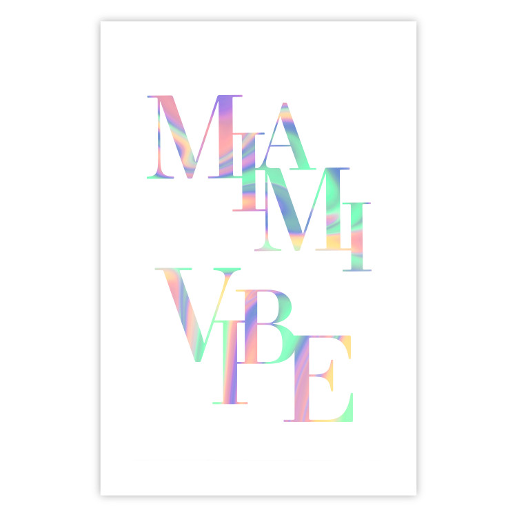 Poster Miami Vibe - Holographic Lettering in Pastel-Rainbow Colors 144350 additionalImage 18
