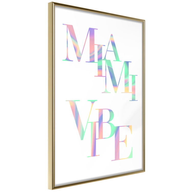 Poster Miami Vibe - Holographic Lettering in Pastel-Rainbow Colors 144350 additionalImage 3