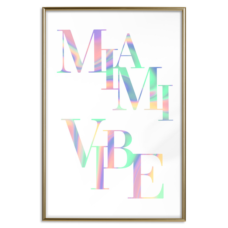 Poster Miami Vibe - Holographic Lettering in Pastel-Rainbow Colors 144350 additionalImage 16