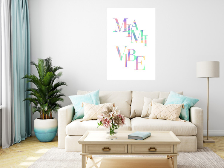 Poster Miami Vibe - Holographic Lettering in Pastel-Rainbow Colors 144350 additionalImage 10