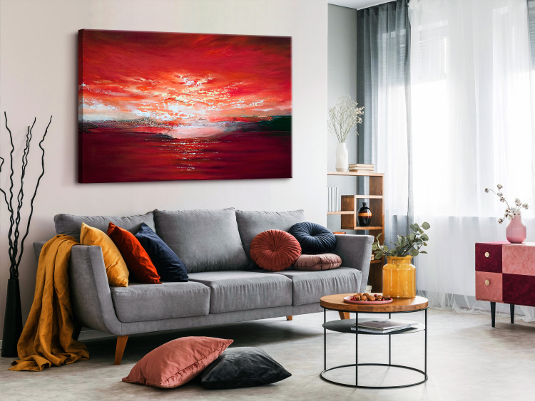 Canvas Sunset Over the Sea - Abstract Landscape Painted With Paints 147650 additionalImage 3