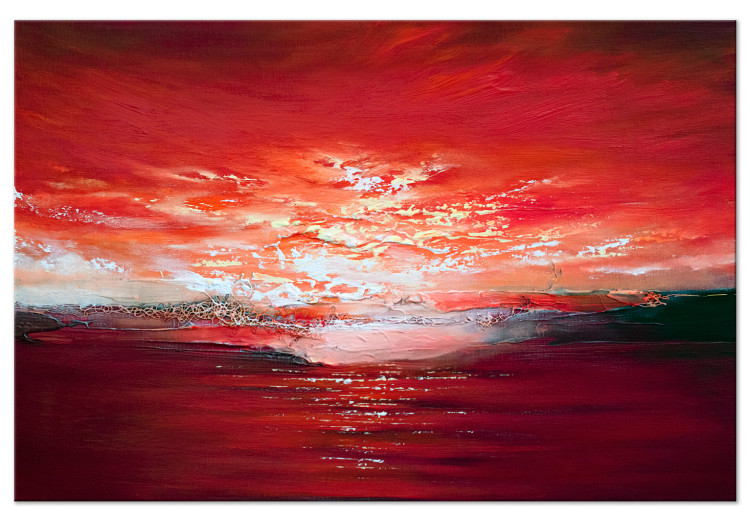 Canvas Sunset Over the Sea - Abstract Landscape Painted With Paints 147650