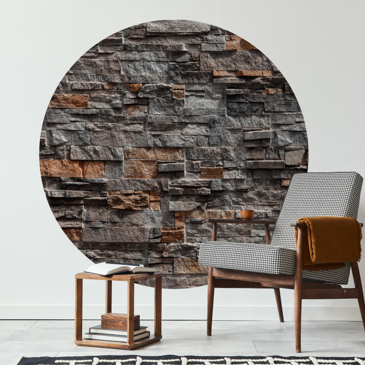 Round wallpaper Decorative Dark Sandstone - Natural Stone Tile Wall 149150 additionalImage 2