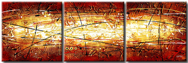 Canvas Abstract Rust (3-piece) - fantasy with a white glow and designs 47450