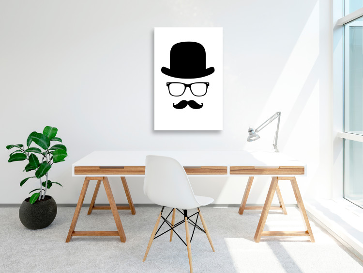 Canvas Man in a Hat (1-part) - Black and White Graphic Motif 115060 additionalImage 3
