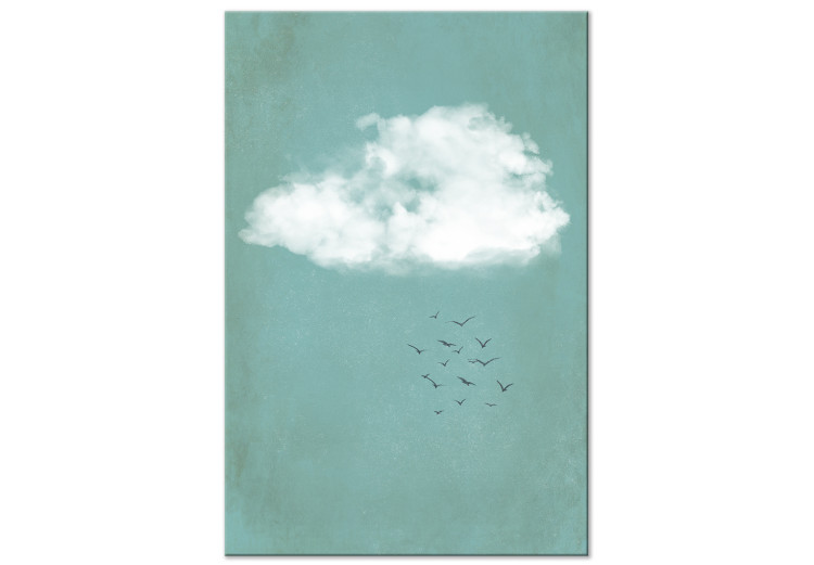 Canvas Clouds and birds - a pastel japandi style landscape of the sky 131760