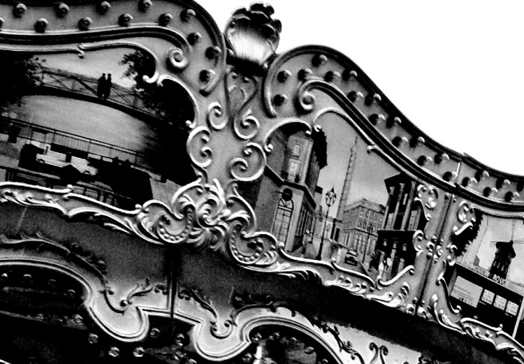 Canvas Carousel at Eiffel Tower - black-white graphic of Paris architecture 132260 additionalImage 4
