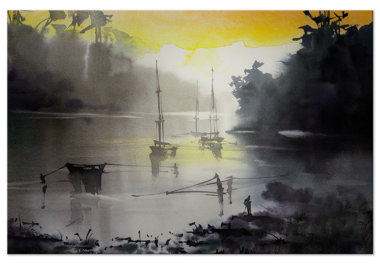 Canvas Silent Bay - Black and White Marine theme with a yellow accent 134670
