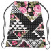 Backpack Floral patchwork - geometric, black and white cutout with flowers 147370 additionalThumb 2