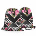 Backpack Floral patchwork - geometric, black and white cutout with flowers 147370 additionalThumb 3
