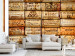 Wall Mural Shabby chic motif - a composition of wine corks with inscriptions in French 91170