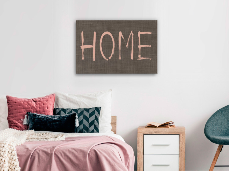 Canvas Pink Home sign - English inscription on a brown weave background 123780 additionalImage 3