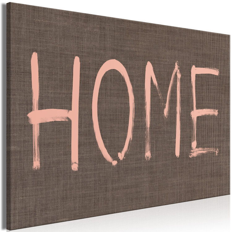 Canvas Pink Home sign - English inscription on a brown weave background 123780 additionalImage 2