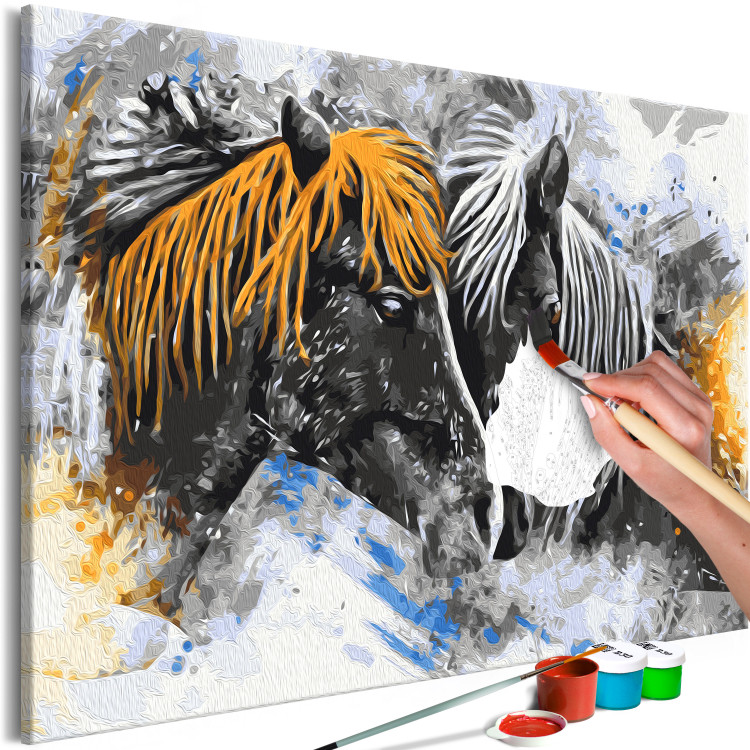 Paint by Number Kit Black and Yellow Horses 134680 additionalImage 3