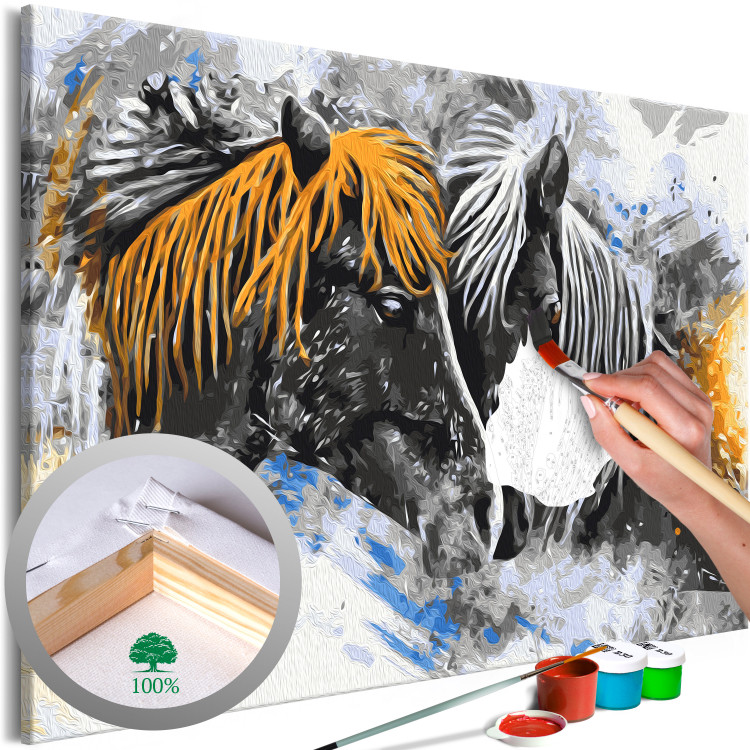Paint by Number Kit Black and Yellow Horses 134680