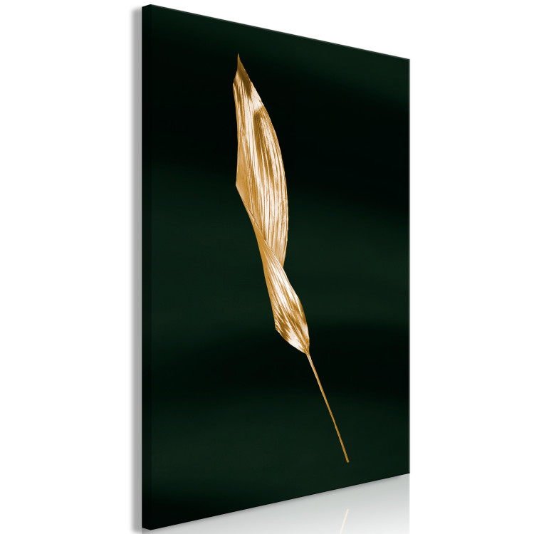 Canvas Gold bent leaf- Botanical theme on the background of green 135580 additionalImage 2