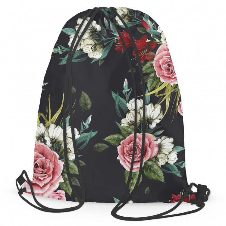 Backpack Simple beauty - vintage style rose flower design on black background 147580