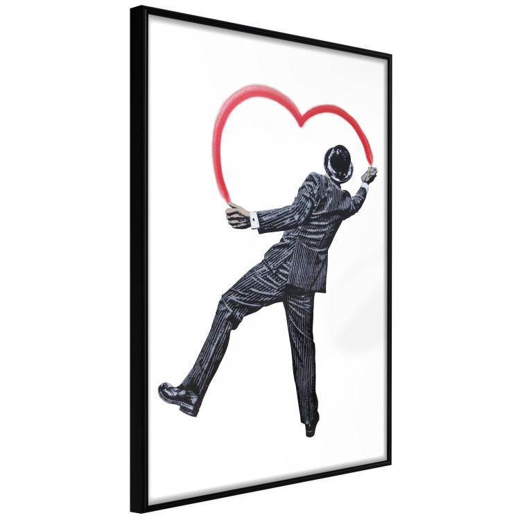 Poster Elegant Graffiti Artist - heart and man in a suit in Banksy style 118690 additionalImage 10