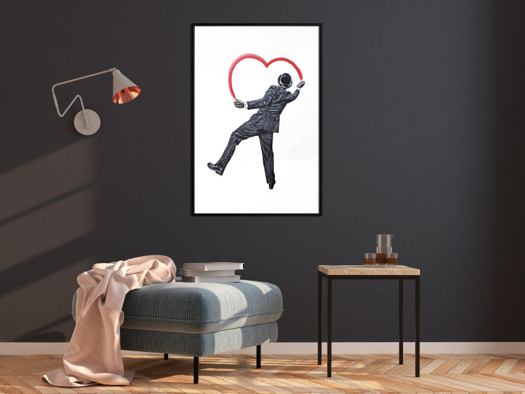 Poster Elegant Graffiti Artist - heart and man in a suit in Banksy style 118690 additionalImage 4