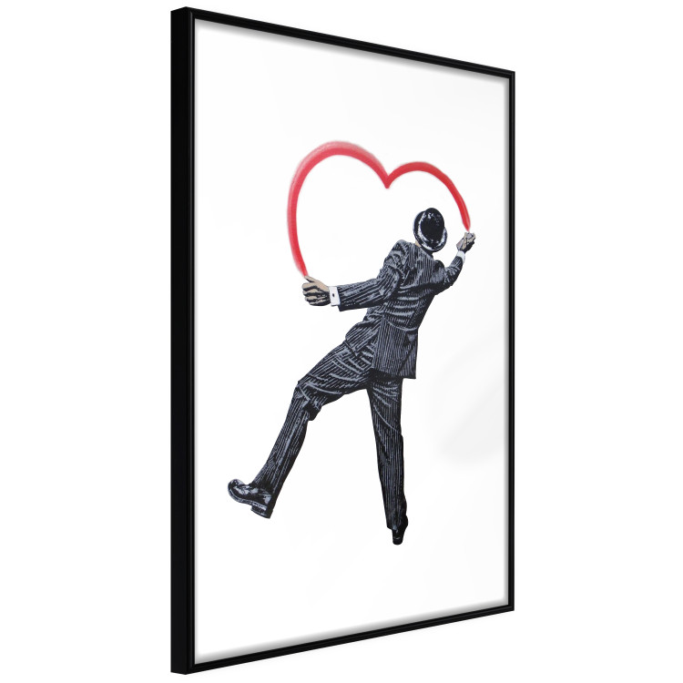 Poster Elegant Graffiti Artist - heart and man in a suit in Banksy style 118690 additionalImage 11