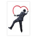 Poster Elegant Graffiti Artist - heart and man in a suit in Banksy style 118690