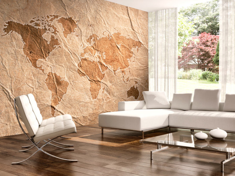 Wall Mural Paper Journeys - Sandy World Map with Continents on Old Background 64790