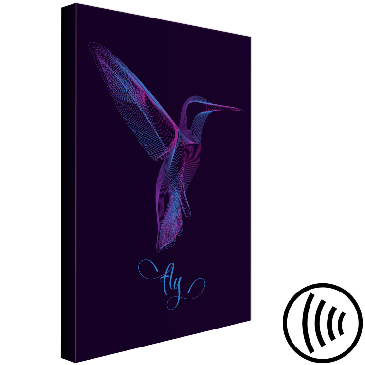 Canvas Free Bird (1-part) - Hummingbird with "Fly" Text on Purple Background 117201 additionalImage 6