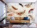 Wall Mural Gentle float - abstract motif of birds' feathers in the wind 137901