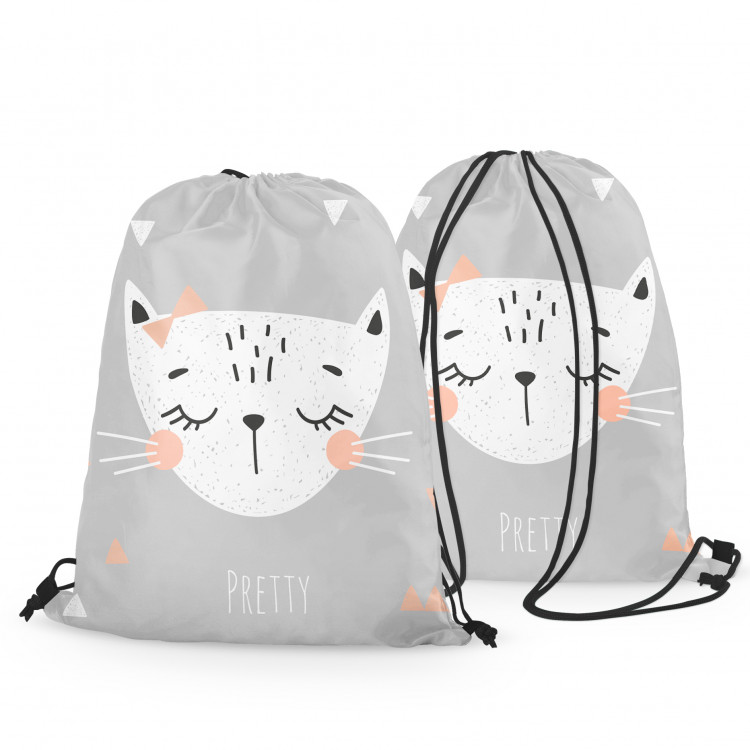 Backpack Beauty of a cat - white and ash-grey design with the caption 'Pretty' 147601 additionalImage 2