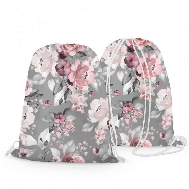 Backpack Pastel bouquet - subtle flowers in shades of grey and pink 147701 additionalImage 3