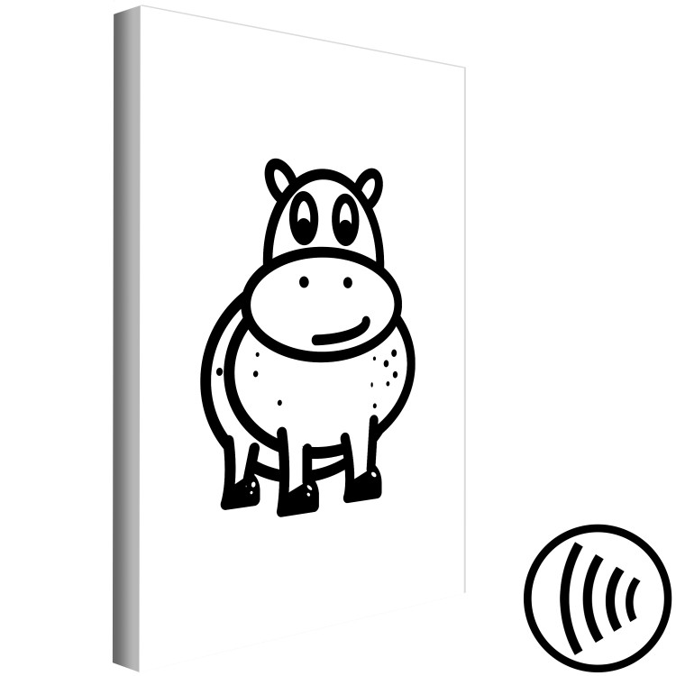Canvas Hippo - black and white drawing image of a smiling hippo 135211 additionalImage 6
