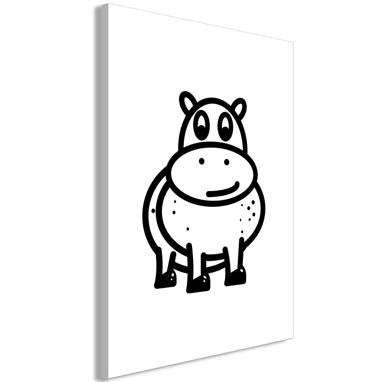 Canvas Hippo - black and white drawing image of a smiling hippo 135211 additionalImage 2