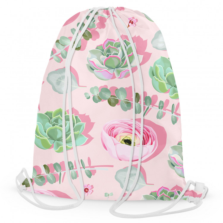 Backpack Living stucco - graphic composition of succulents in shades of pink 147411
