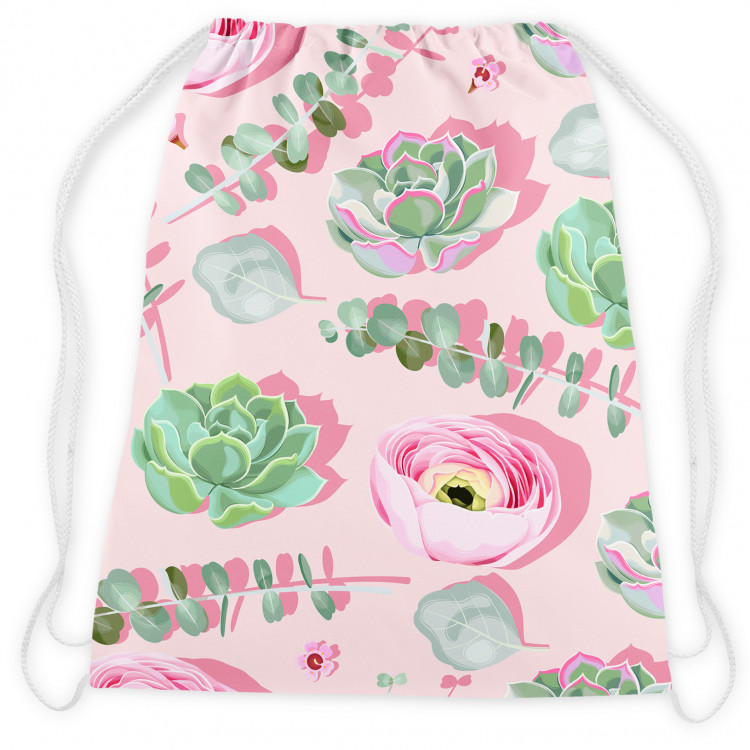 Backpack Living stucco - graphic composition of succulents in shades of pink 147411 additionalImage 2
